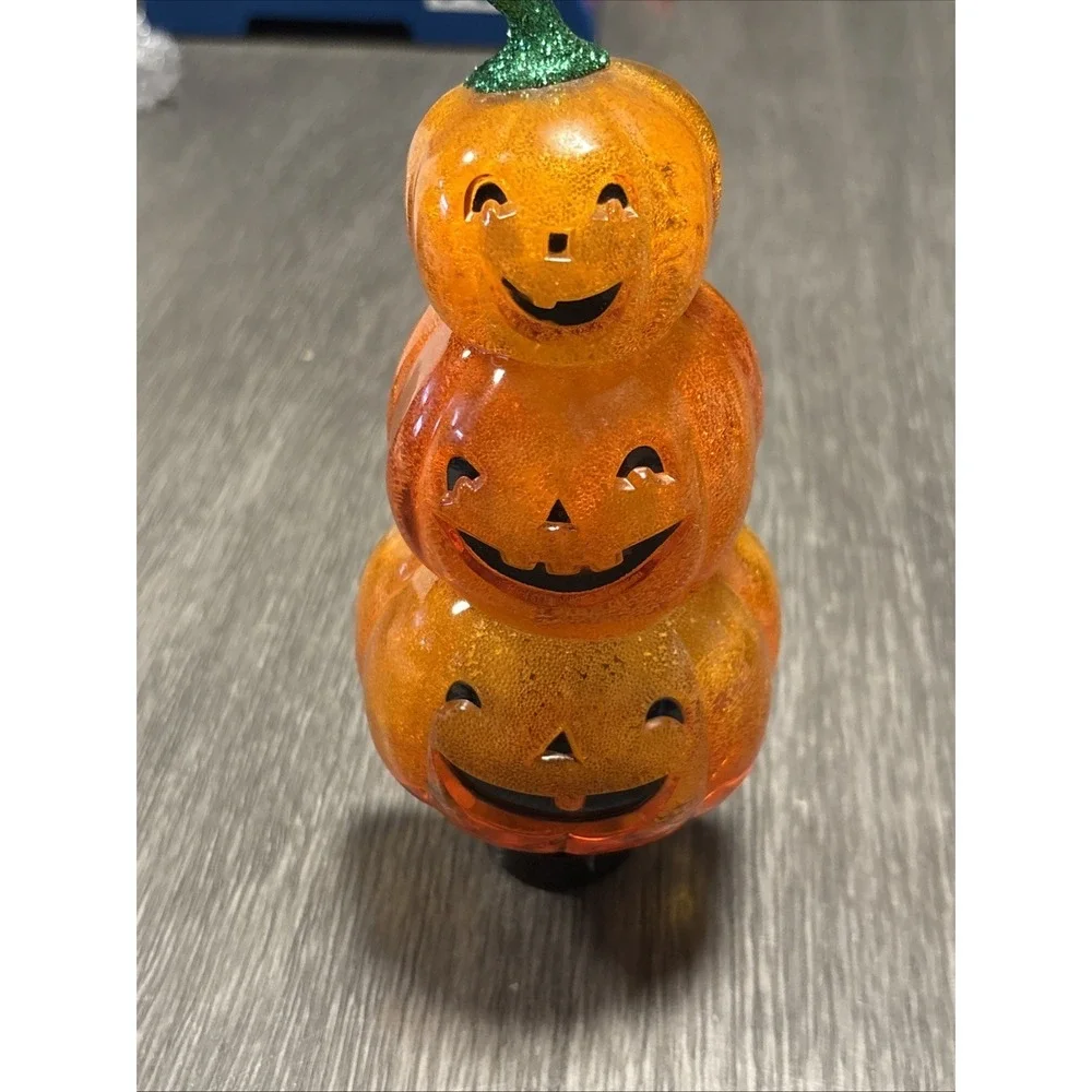 Stacked Jack-O-Lantern Pumpkin Night Light WORKS (no Box)
